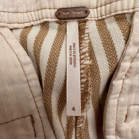 Free People Womens Frankie Pants Skinny High Waist Stripe Tan & White Size 4 - Picture 4 of 7